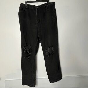 Lands’ End Black Jeans Ripped Distressed Size 12? Womens baggy fit